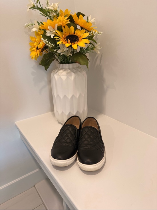 Steve Madden Shoes - Steve Madden Black Quilted Slip-On Sneakers with White Sole